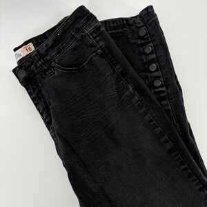 Royalty for Me Mid Rise Black Wash Denim Jeans Womens Size 10 Button Hem Stretch